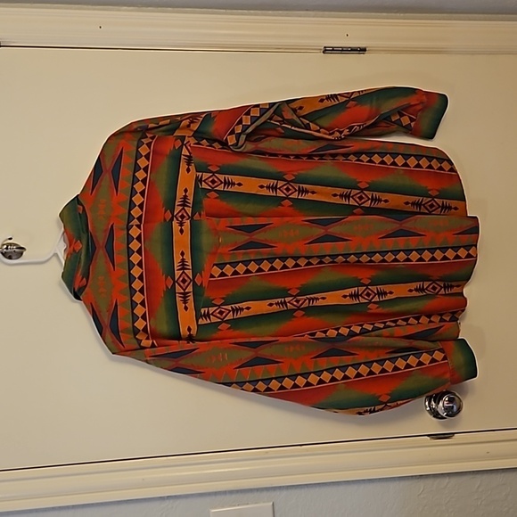 VTG HANDMADE 1980s Southwestern Aztec Western Cowboy Button Down Rodeo Shirt - Picture 4 of 4